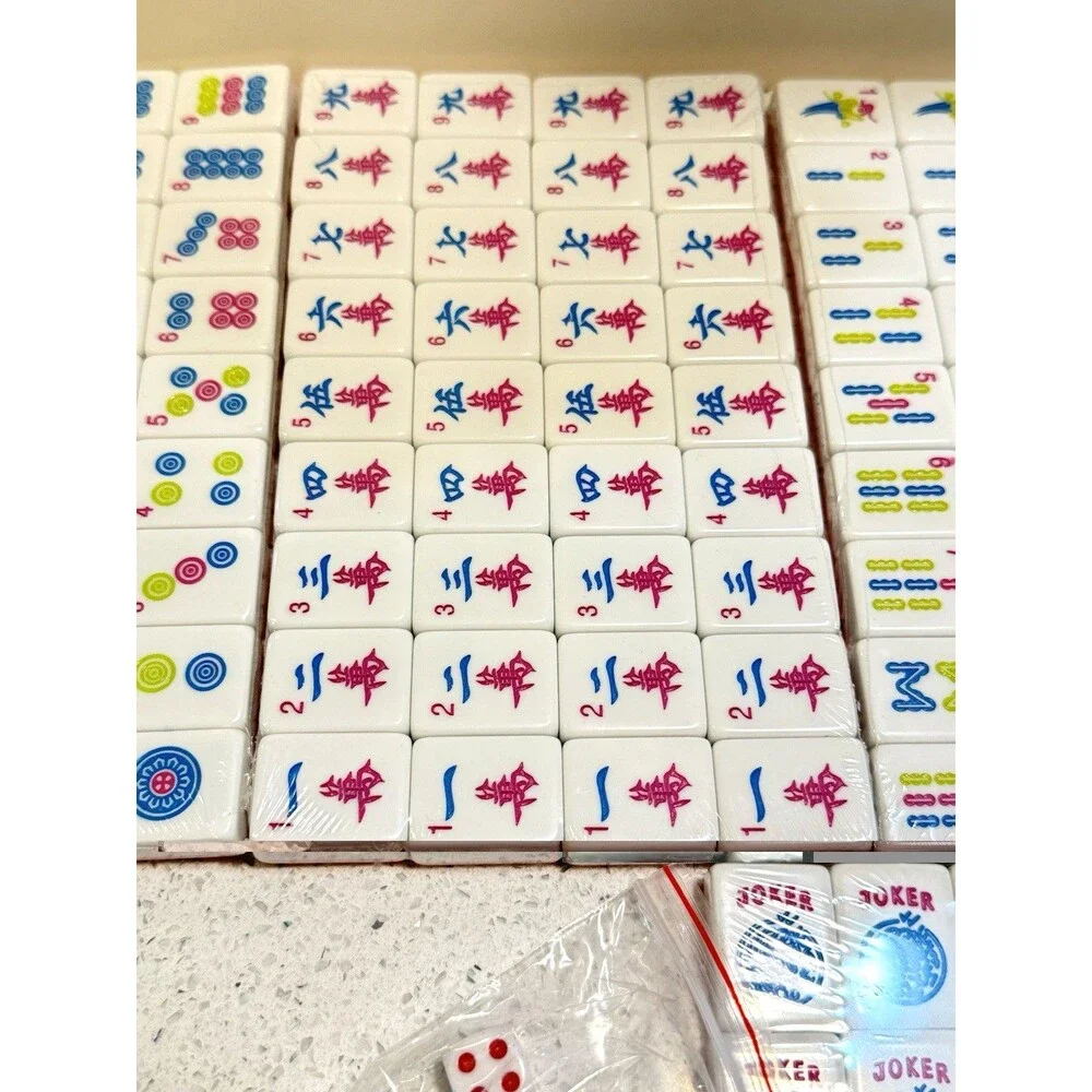 American 1.2” Mahjong Game 166 Tile Set Pink Color Tiles Only Dice